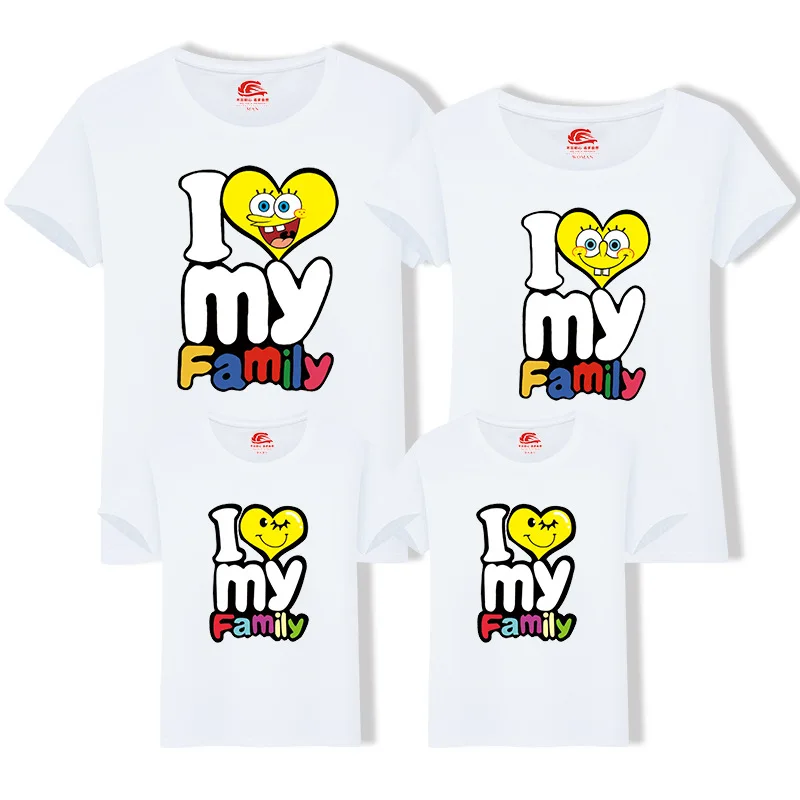 Футболки с надписью I LOVE MY FAMILY для папы матери и дочери размеры XXL 5XL|Сочетающаяся