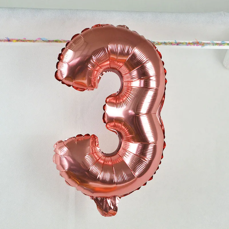 1 шт./лот 16 дюймов розовое золото номер Фольга воздушные шары цифры воздушные гелиевые на день рождения Одежда для свадьбы, дня рождения маленьких украшение душевой кабины 9z - Цвет: 3