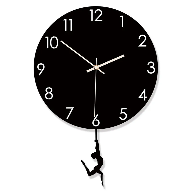 

Best selling Nordic creative wall clock Bedroom home silent swing retro clock white and black clock wall hangings