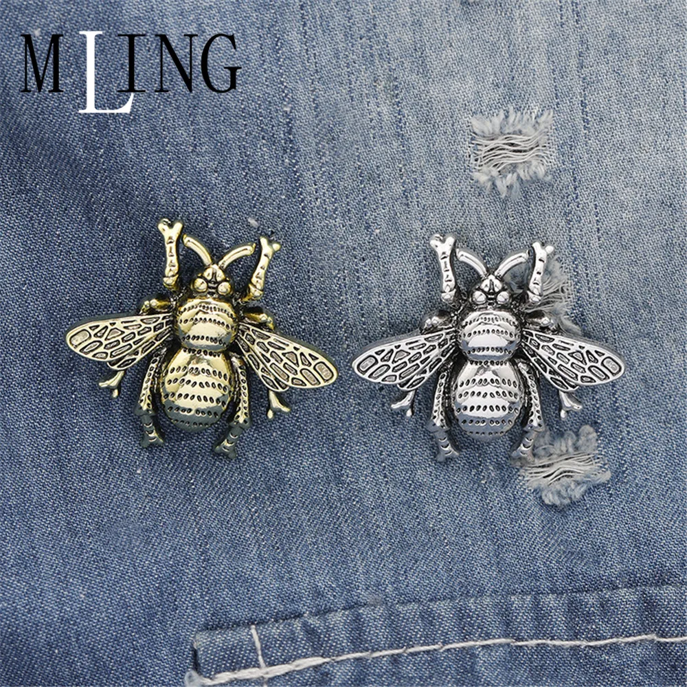 

MLING Vintage Bee Brooch For Women Punk Insect Brooch Antique Silver Brooch Fashion Jewelry Gifts