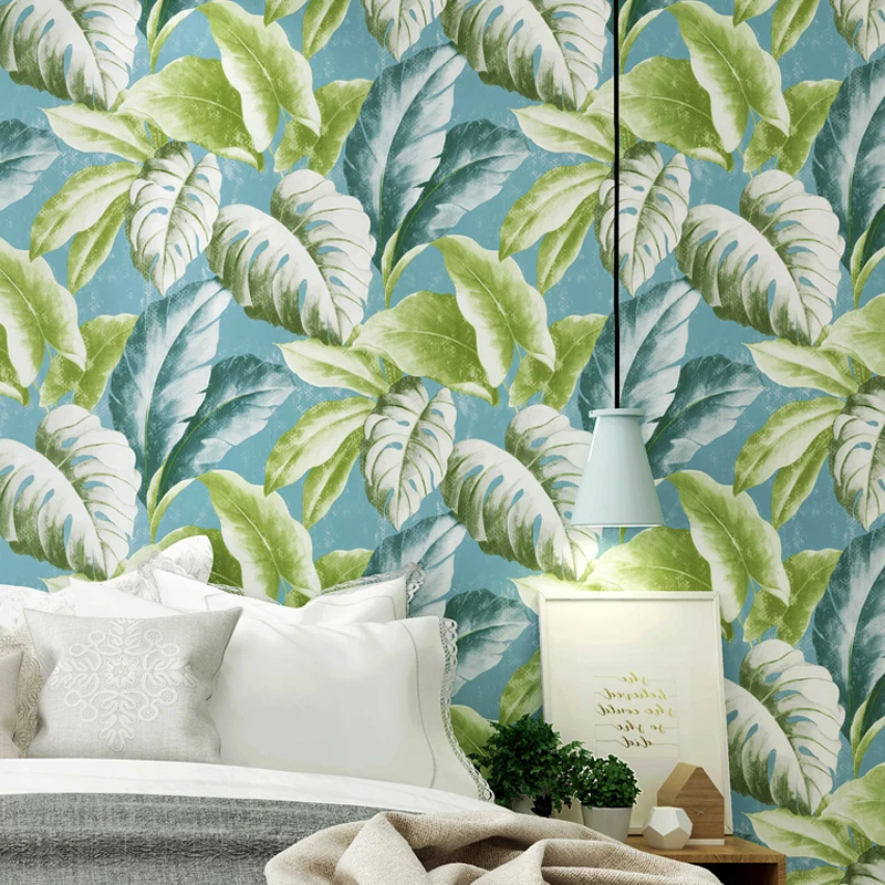 Nordic Banana Leaf Wall Papers Home Improvement Mediterranean Wallpapers for Living Room Sofa Background Walls Papel Contact |