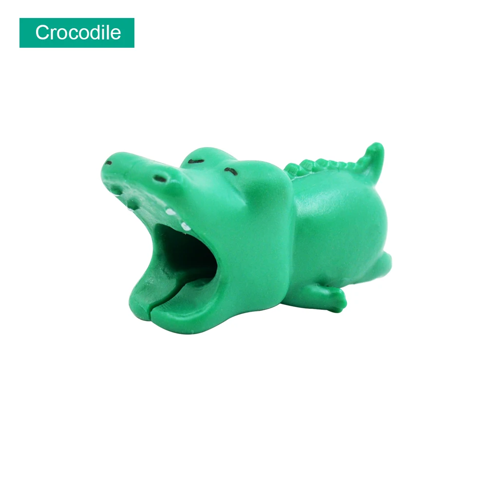 CHIPAL животное укуса провода намотки для Android USB органайзер для кабеля зарядного устройства протектор чомперы Акула кошка поросенок тигр держатель телефона - Цвет: Crocodile