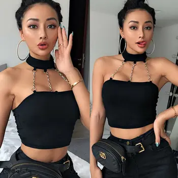 

Women Sexy Solid Halter Neck Crop Top Sleeveless Ladies Blouse Backless Shirt