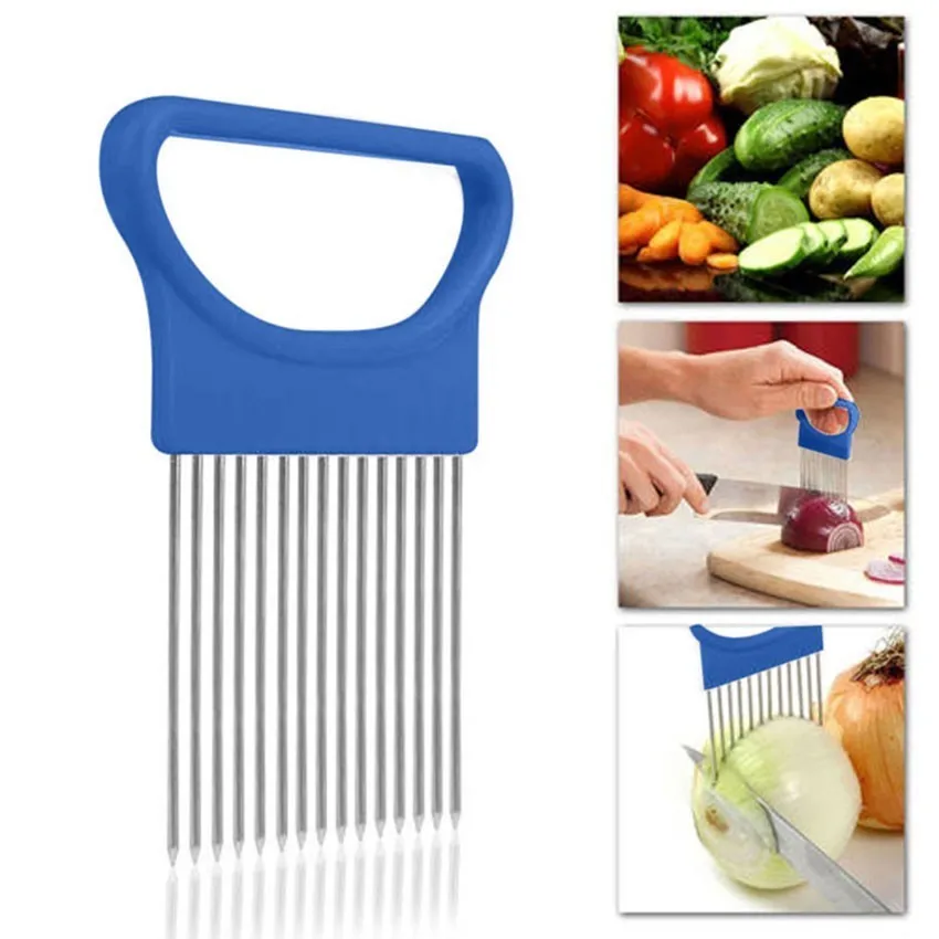 Easy Cut Onion Holder Fork Stainless Steel Onion Cutter Slicer Vegetable Tomato Holder Cutter