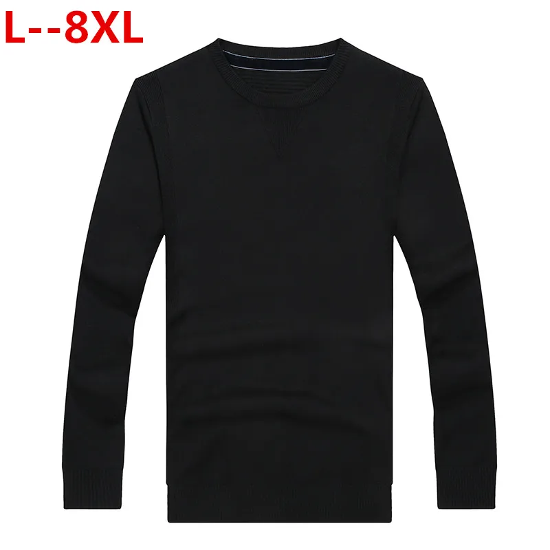 8XL 6XL 5XL 4XL Для мужчин свитер Пуловеры из хлопка с круглым вырезом нормкор свитер Джемперы мужские зимние мужской трикотаж плюс Размеры осень г - Цвет: Черный