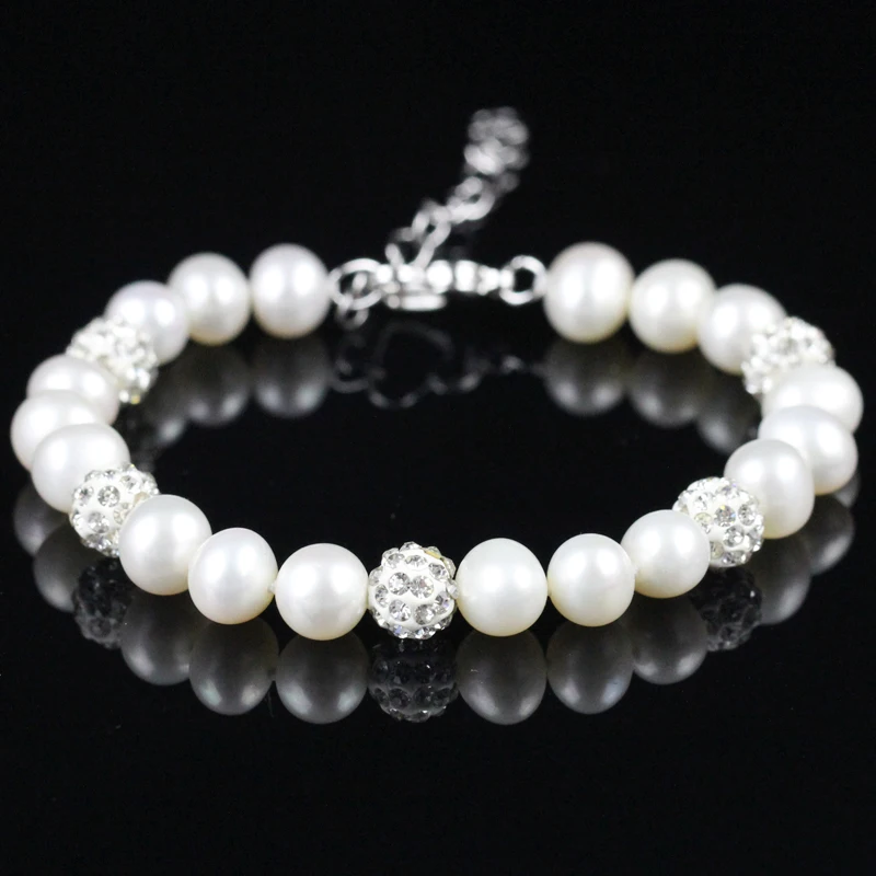 

Women Fashion Bracelet Shining Crystal And Pearl Bracelet Real Freshwater Birthstone Pearl Fashion Bracelet Gifts For Girlfriend