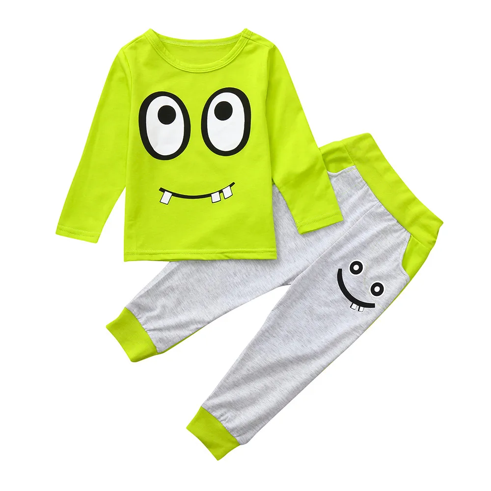 

Cartoon Kids Clothing 2pcs kids clothes Toddler Baby Boys Girls Long Sleeve Clothes Set Eyes Tops+Pants Outfits dropshipping