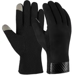 Vbiger Для мужчин Зимние перчатки теплые противоскользящие Сенсорный экран перчатки Модные Повседневное холодную погоду перчатки черный
