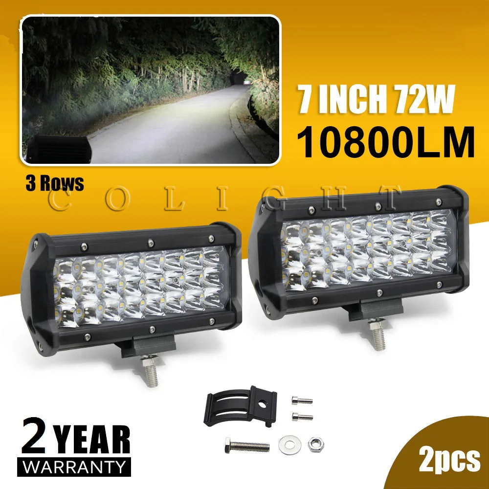 

CO LIGHT 2Pcs Light Emitting Diode 72W 7 Inch Running Lights Led Work Lights for Auto 4X4 Mining Farm 12V 24V Lada Kamaz