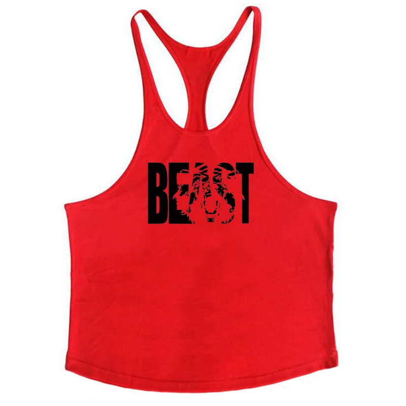 red Beast Тренажеры торговой марки muscleguys майки мужские майки рубашки оборудование для бодибилдинга фитнес Стрингер танктоп одежда для мышц - Цвет: red Beast