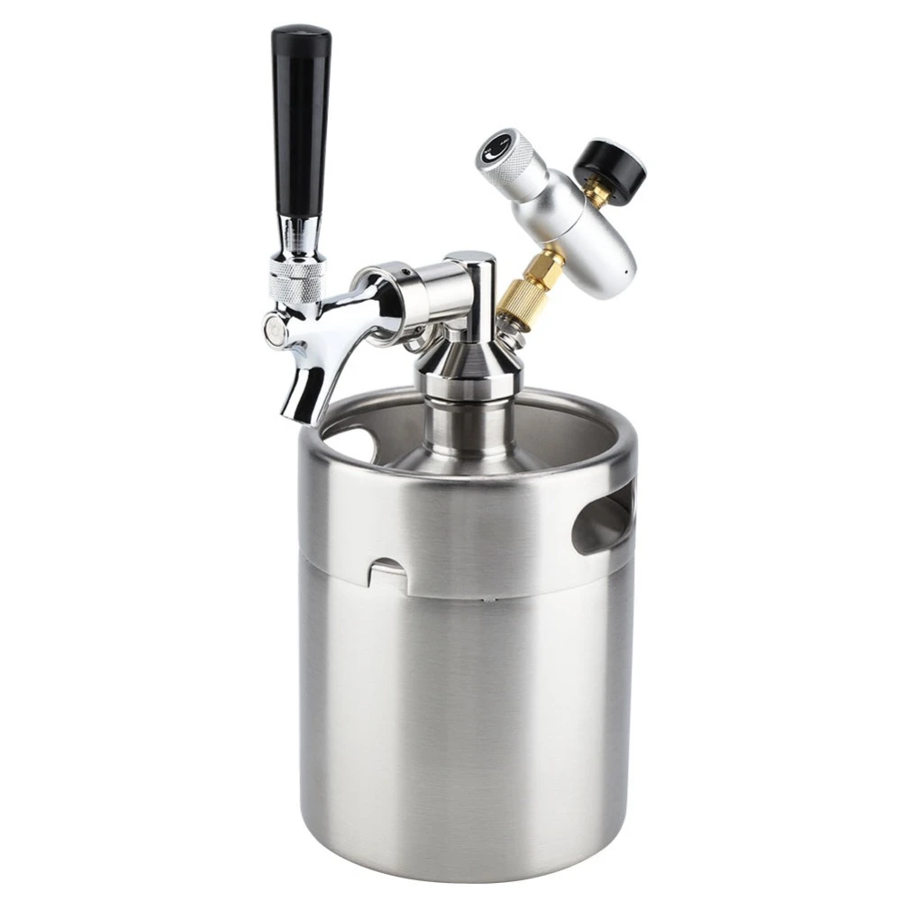 2L Mini Stainless Steel Beer Keg With Faucet Pressurized Home Beer