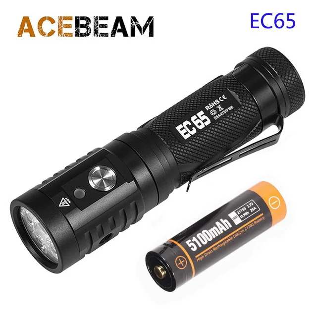 ACEBEAM EC65 тактический фонарик XHP35 HI NICHIA 4x90 + CRI светодиоды max 4000лм луч бросок 258 м Факел