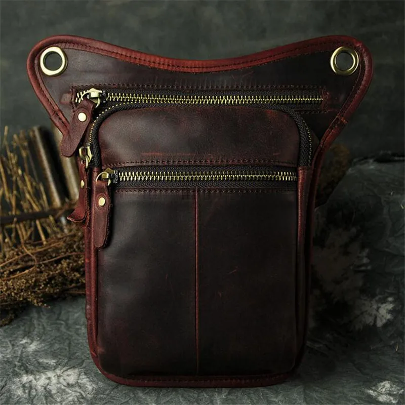 

Steelsir Men The First Layer Oil Genuine Leather Leg Bags Tide Of Foreign Trade Cell Phone Camera 8 Inches Waist Bags