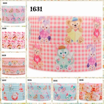 

New arrivals 50 yards Japanese cartoon bear and rabbit ribbon printed grosgrain ribbons DIY free shipping