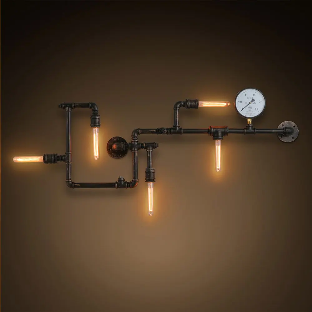 Американский Лофт металлическая водная трубка барная стойка настенный светильник промышленные бронзовые настенные лампы для коридора гостиная клуб бра
