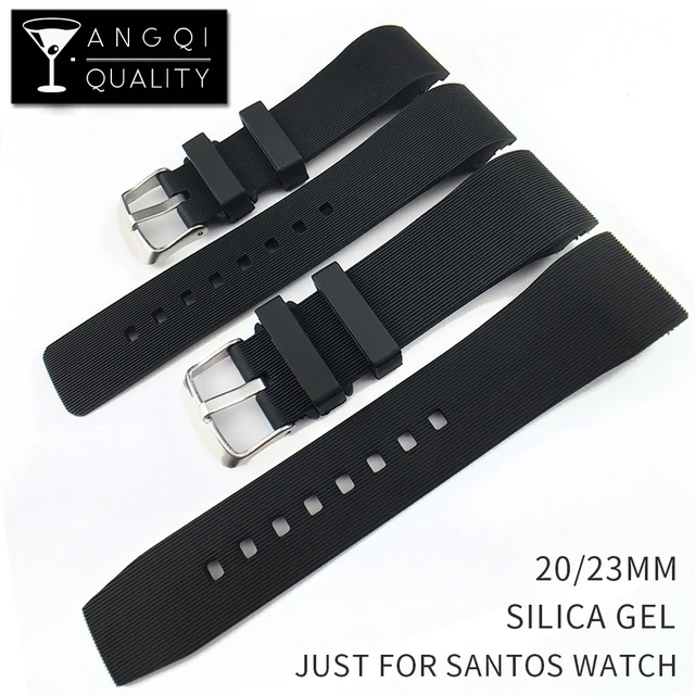 Silicone Watch Band For Cartier Santos 100 Strap Watchband Silicone Watch Band For Cartier Santos 100 Strap Watchband Bracelet Rubber Sport Replacement Waterproof 20mm