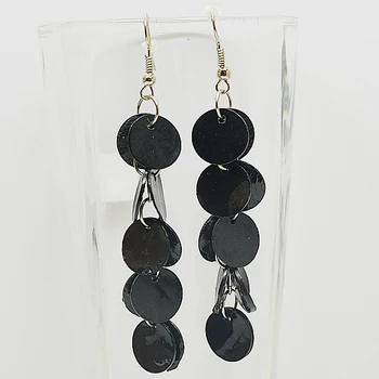 

Black Flat round Shell Earrings Real Shell Coin Silver Earring Handmade Jewelry Charming Women Wedding Birthday Party Gift