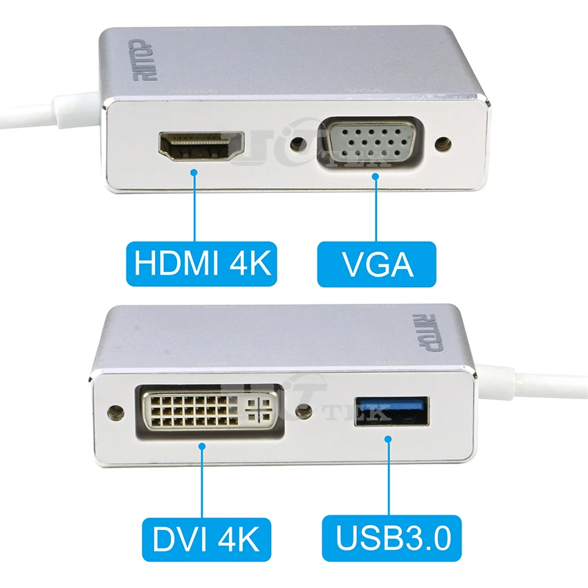 USB C к 4K HDMI DVI VGA USB3.0 видео адаптер кабель 4в1 для нового Apple MacBook Pro (2015/2016/2017) Google Chromebook