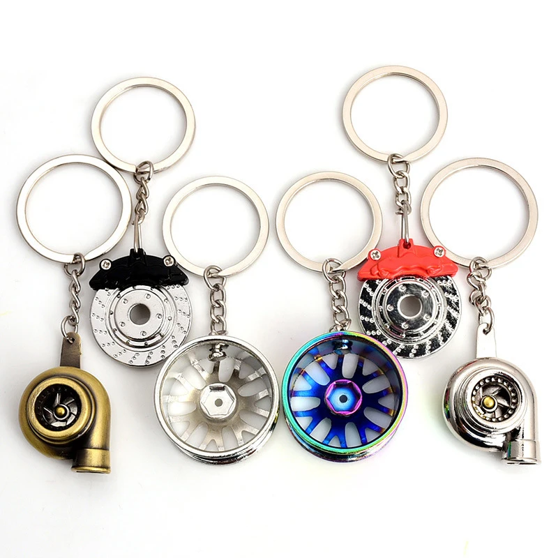 1pc Black RIM wheel keychain Car wheel Nos Turbo keychain key ring