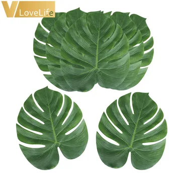 

48pcs Green Artificial Palm Leaves Wedding Table Decoration Simulation leaf For Home Garden Decor Party Favors