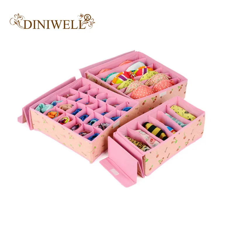 

3pcs/set Cherry Coated Waterproof Underwear Storage Box High Hard Cover Box Bra Underwear Socks Storage Box