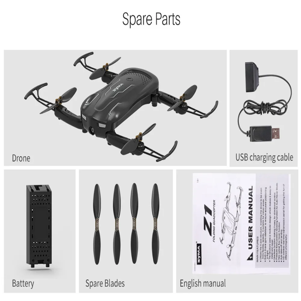 19.Syma Z1 RC mini Drone with Camera Altitude Hold Selfie Drone Follow me Mode WiFi FPV Quadcopter Drones RC Helicopter VS H62 E58