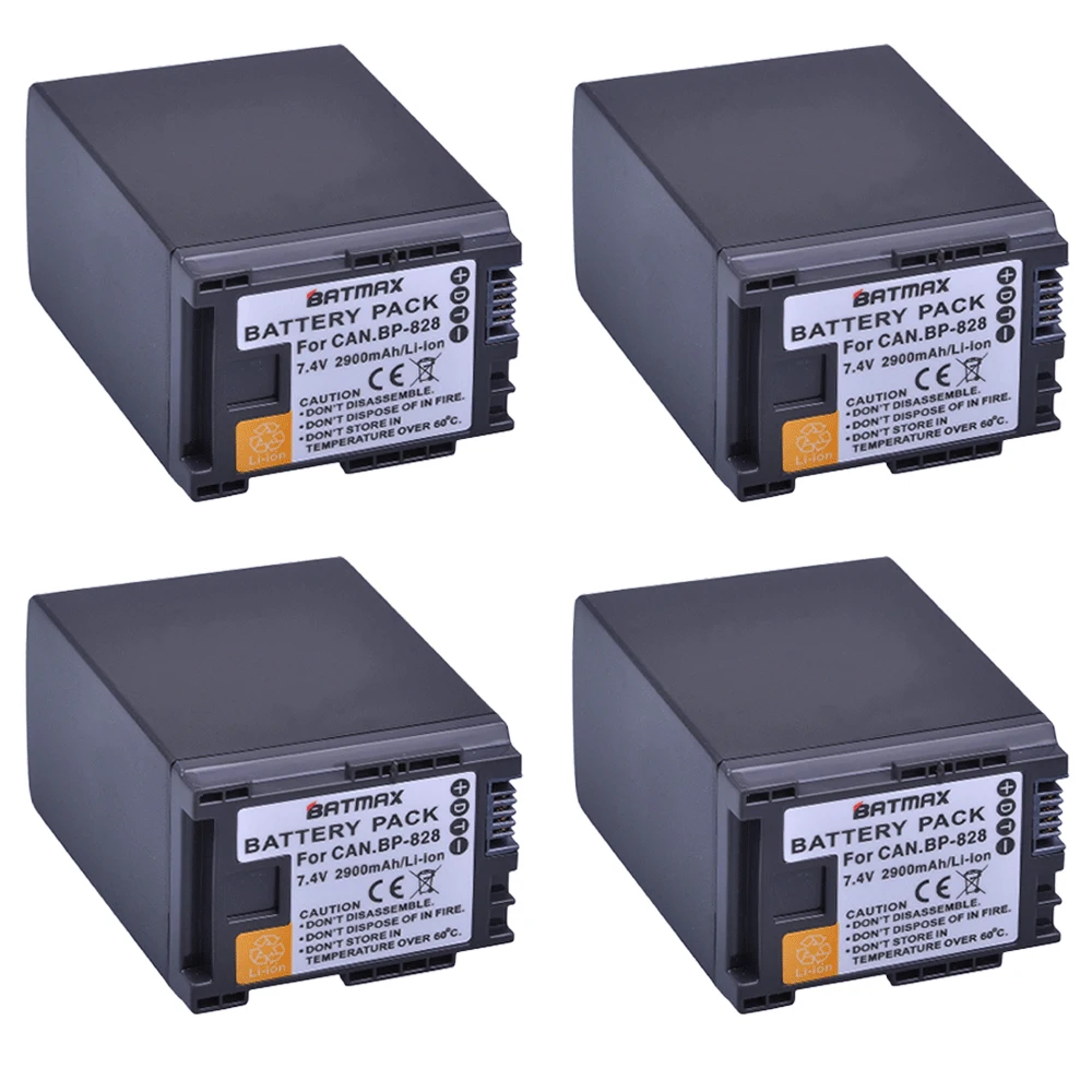 

4pcs 2900mAh BP-828 Batteries BP828 BP 828 Li-ion Battery for Canon VIXIA GX10 HFS30 HF20 HG20 G30 G40 XA20 XA25 HFM300