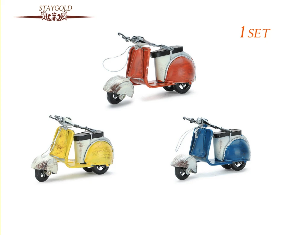 

Shabby Chic Zakka Mini Motorcycle Vintage Home Decor Iron Metal Car Handmade Motorcycle Tin Model Cars 11.5*5.5*7cm