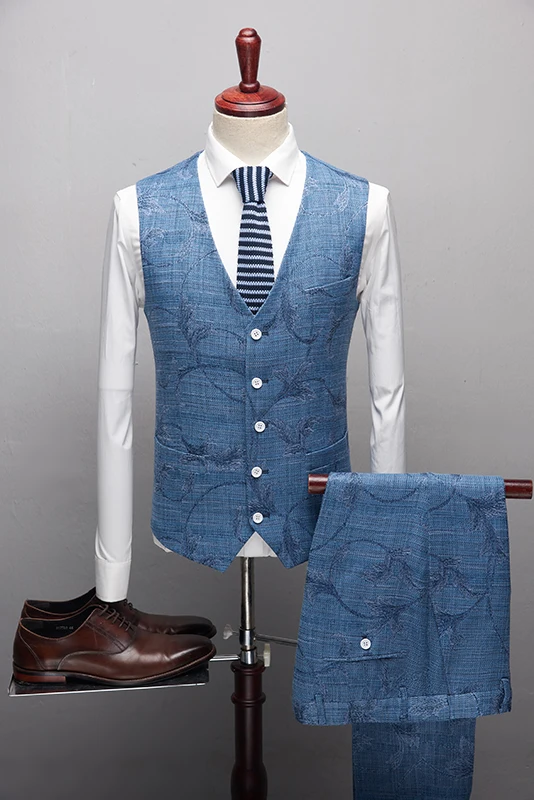 2020 Fashion High quality Mens Wedding suits Jacket Pants Formal Suits 3 Pieces Wedding Groom Tuxedos Prom Slim Fit Print suits