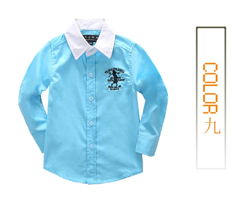 Детская весенне-осенняя рубашка в полоску из чистого хлопка Одежда для детей от 3 до 14 лет Повседневная рубашка с длинными рукавами для мальчиков-школьников