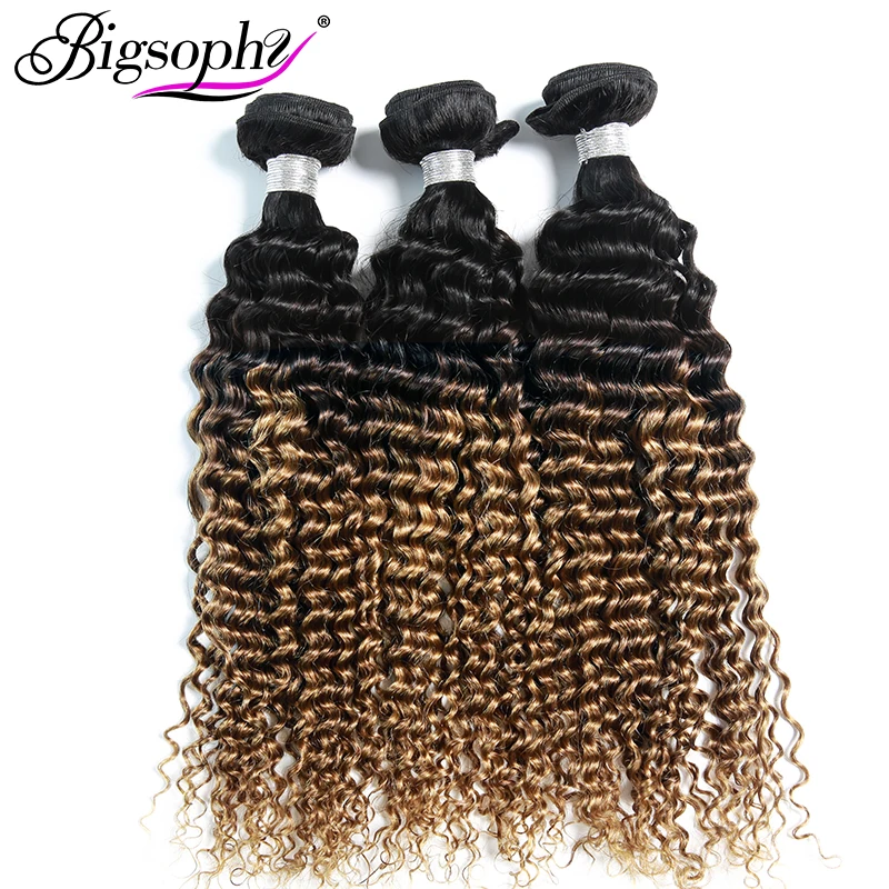 Bigsophy Malaysian Hair Weave Bundles Human Hair Bundles Deep Wave 4pcs Deal Remy Hair Extensions 2 Tone Ombre Color T1B/30 Bigsophy Malaysian Hair Weave Bundles Human Hair Bundles Deep Wave 4pcs Deal Remy Hair Extensions 2 Tone Ombre Color T1B/30