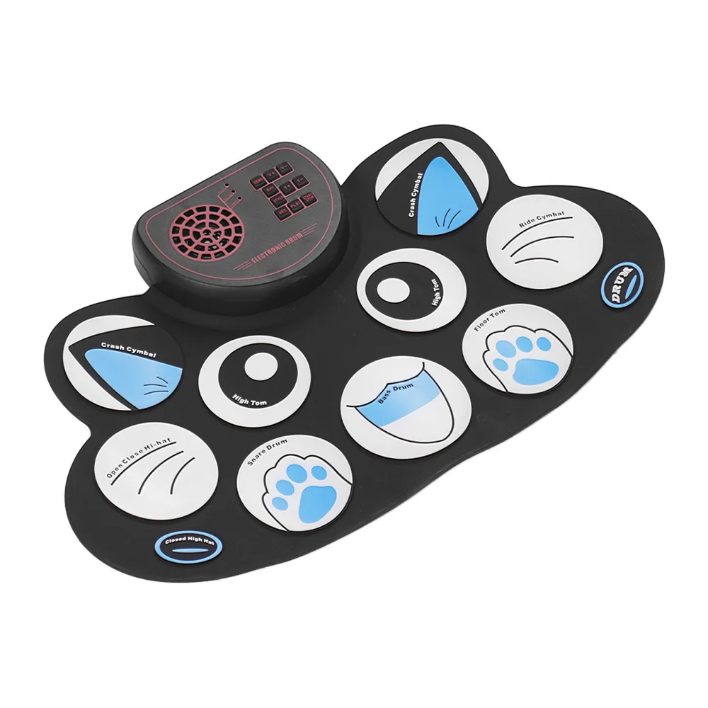 

10 Drum Pads USB Roll-Up Silicon Drum Set Digital Electronic Drum Kit with Drumsticks Foot Pedals for Beginners