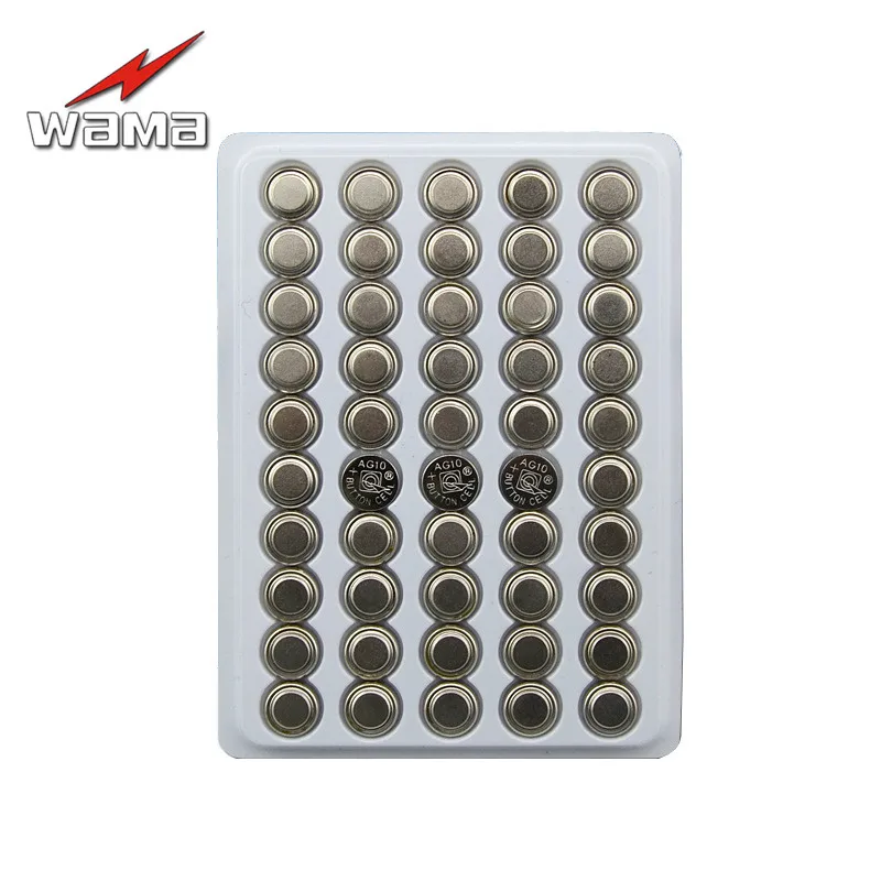 200 шт./4 упаковки кнопочные батарейки Wama AG10 1 55 в 70 мАч LR1130 LR54 389 SR113 189|battery lr1130|button