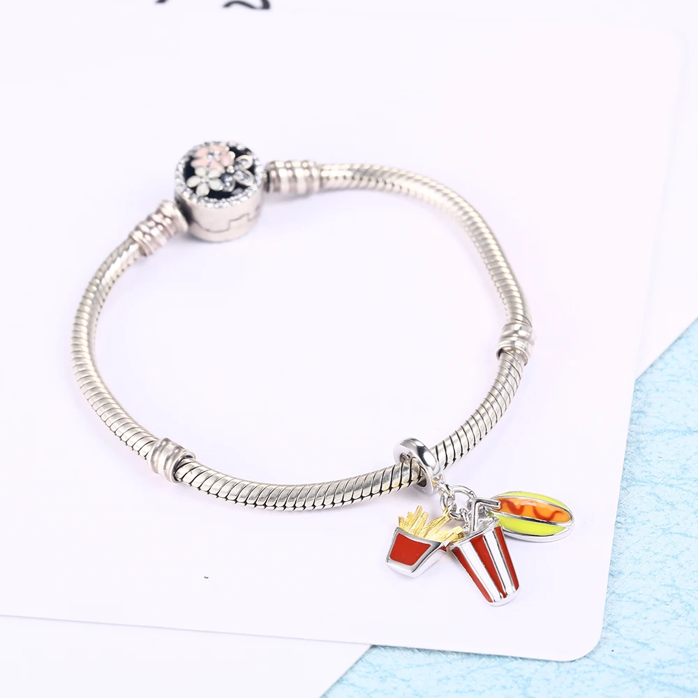 RainMarch Fits Pandora Charms Bracelet Original 925 Silver Beads French Fries Cola Bread Pendant Women Jewelry Making Wholesale (3)