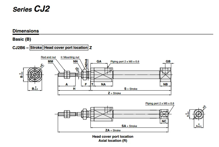 CDJ2B16-50-B CDJ2B16-60-B CDJ2B16-75-B SMC пневматический цилиндр стандартный тип двойного действия, один стержень серии CJ2, есть