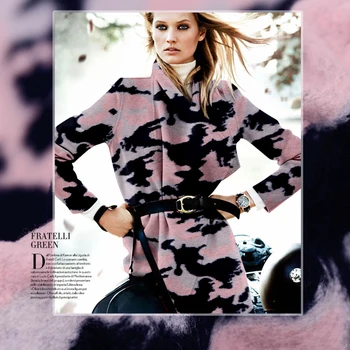 

French cow pattern knitted wool cloth ultra-light puff felt knitted wool fabric autumn and winter dress skirt jacket cloth