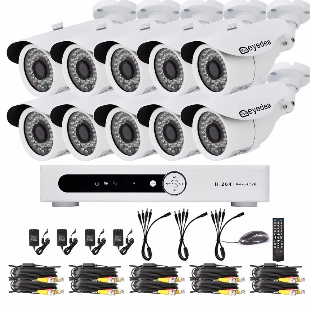 

Eyedea 16 CH Video DVR NVR 1080P 5500TVL Bullet White Outdoor LED Night Vision Business CCTV Security Camera Surveillance System