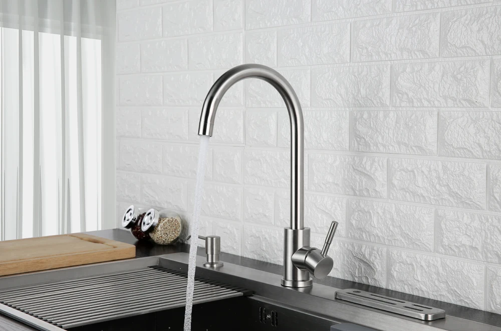 hm 360 Degree Cold and Hot Kitchen Tap Single Hole Water Tap SUS304 Stainless Steel Kitchen Faucets (7)
