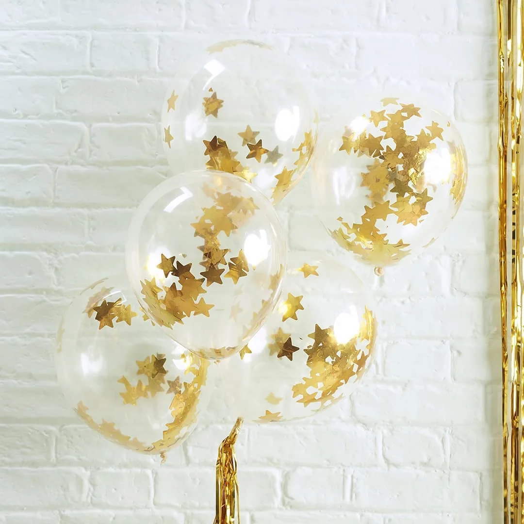 12 дюймов 5 шт конфетти шары розовое золото сердце/звезда форма латексные шары для свадьбы детский душ Декор день рождения принадлежности - Цвет: gold heart