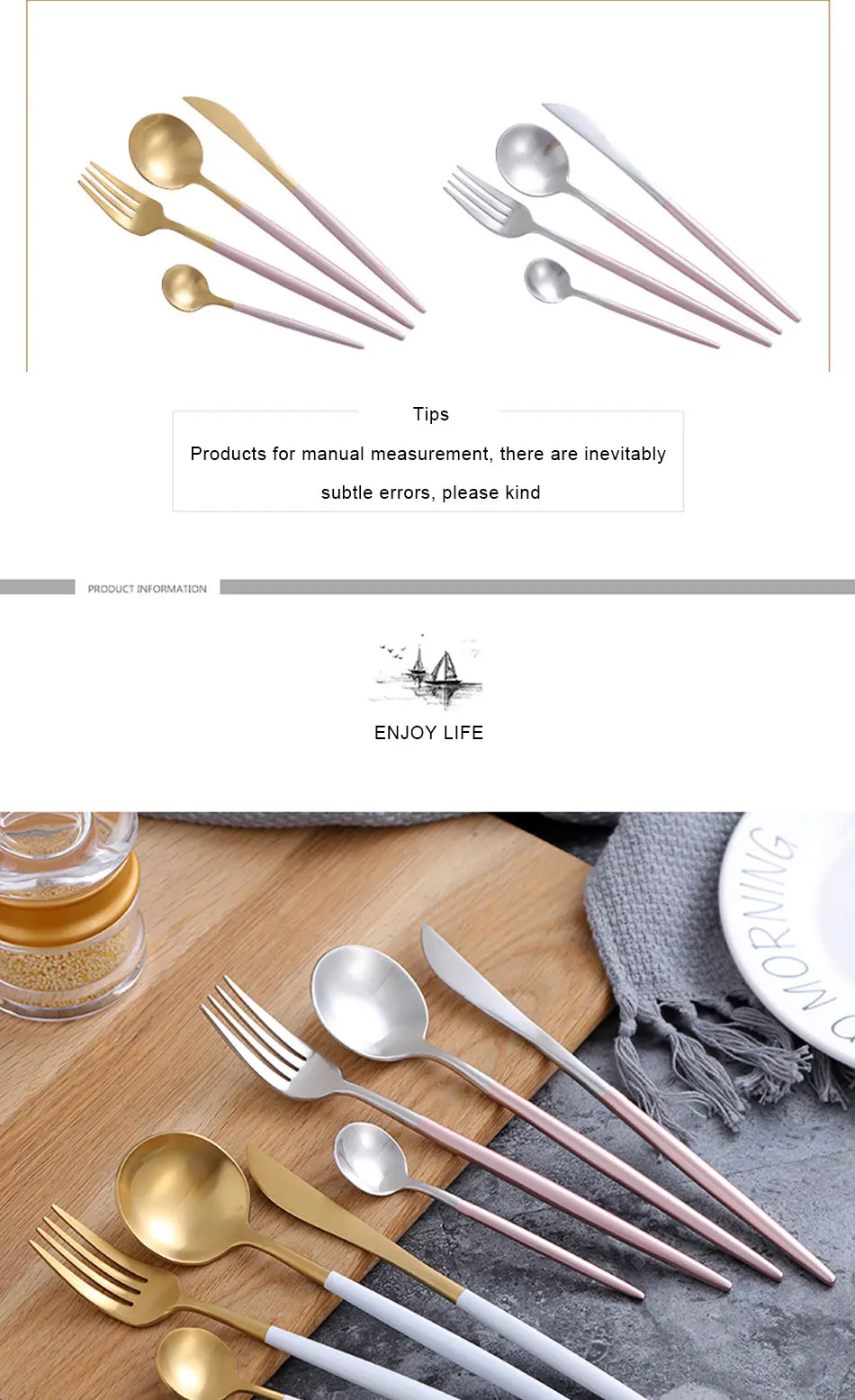 Luxury 304 Stainless Steel Tableware Set Black Rose Gold European Western Food Dinnerware Sets knife Forks Black Cutleries 4pc (3)