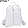 ZENCY Women 100% Full Top Genuine Real Cow Leather Real Cowhide White Gray Beige Pink Backpacks Ladies's Schoolbag Teenagers Bag ► Photo 1/6