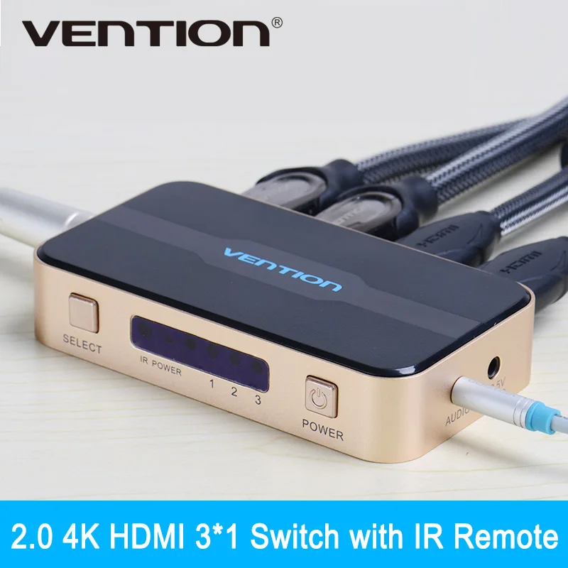 

Vention 3 input 1 out put HDMI Switch Switcher HDMI Splitter with Audio for XBOX 360 PS3 PS4 Smart HD 1080P 3 Input to 1 Output