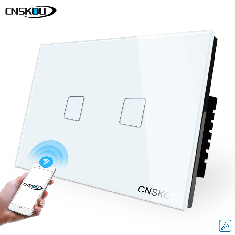 

Cnskou US Standard 2 Gang light switch wireless Intelligent Automation APP Control , works with google Assistant, Aleax, Nest