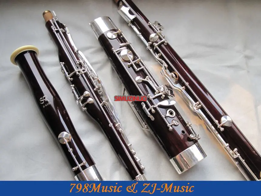 Maple Wooden Bassoon Silver Plated Key 2 Bocals Brand New With Casein