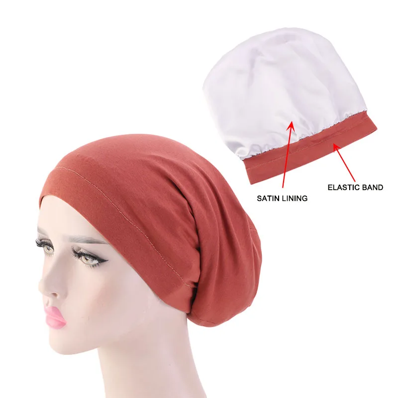 Women satin lining chemo cap elastic band night sleep cap Cancer Chemotherapy Chemo Beanies Cap Headwear Hair Accessories winter cap