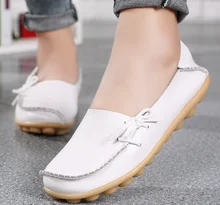 

Female Solid Split Leather Flats Shoes Casual Women Shallow Slip on Flats Summer Soft Round Toe Shoes Ladies Moccasins Z283