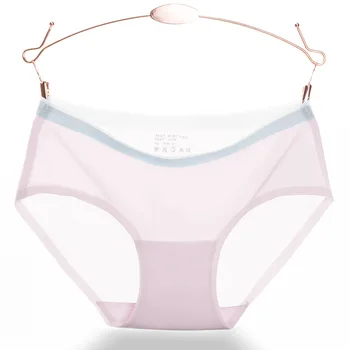 

Ultra-thin seamless ladies cotton girl sexy panties cotton fabric waist ice silk summer briefs women DFLS020K
