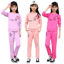 Spring Elasticity Girl Clothing Sets T shirts Graffiti Pants Children Clothes Set Kids Active Sports Suit