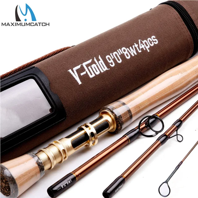 Cheap Maximumcatch  4/5/6/8WT 9FT 4pcs IM12 Carbon Fiber Fly Rod Fast Action Fly fishing Rod for Hardcore Angler