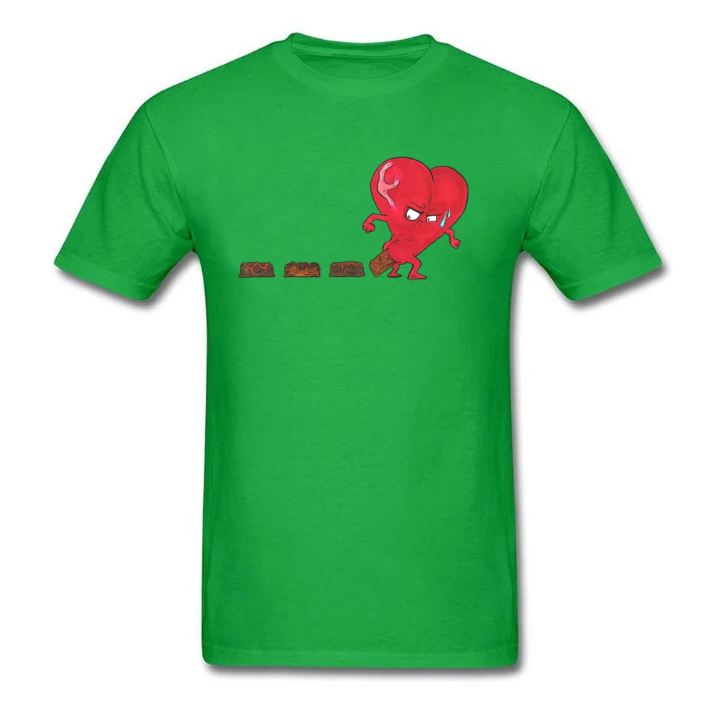 Design Chocolate Filled Heart Geek Short Sleeve Autumn Tops & Tees Wholesale Round Collar Cotton Fabric Tee Shirts Boy T Shirts Chocolate Filled Heart green